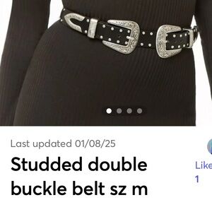 Studded Black Belt with Silver Buckles
